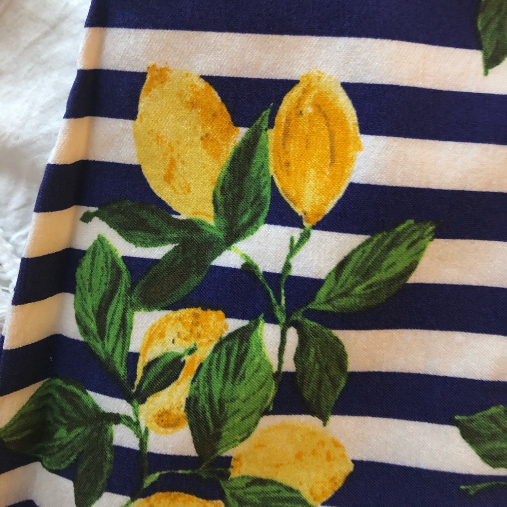 Linda Matthews Lemon, blue striped pencil skirt!